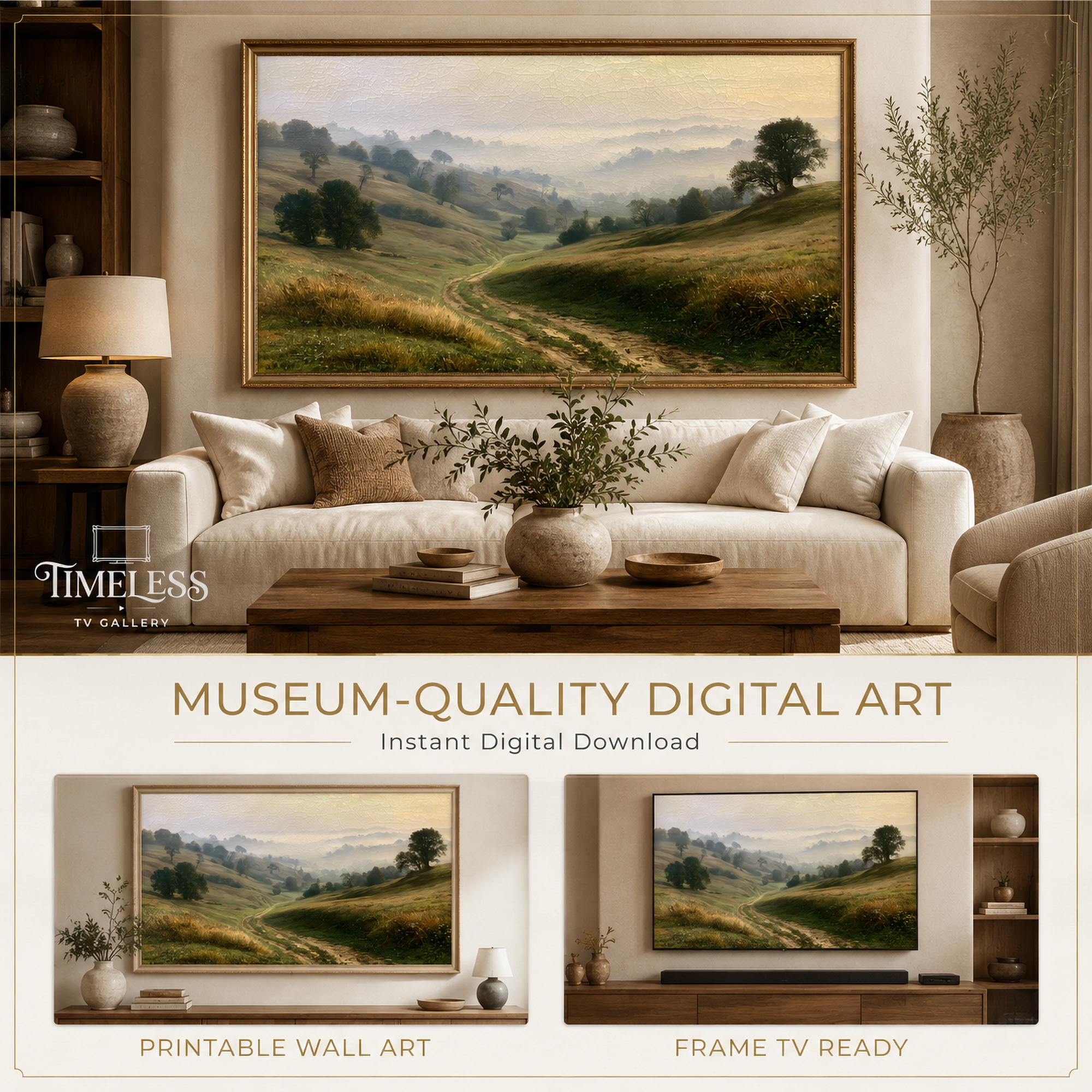 Misty Valley at Dawn | Samsung Frame TV Art | Digital Download