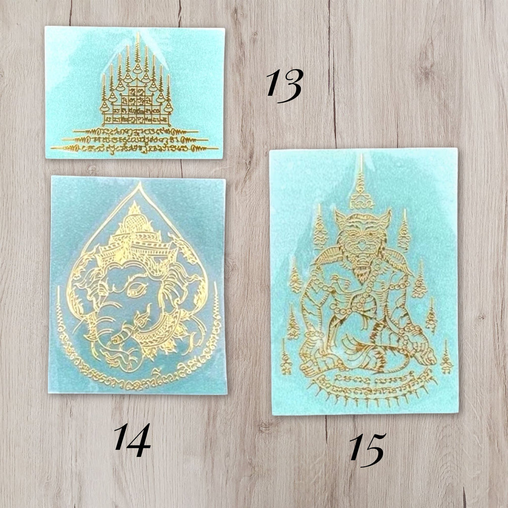 Yant Gao Yod Nine Spire and Phra Pikanet Ganesha Thai amulet sticker