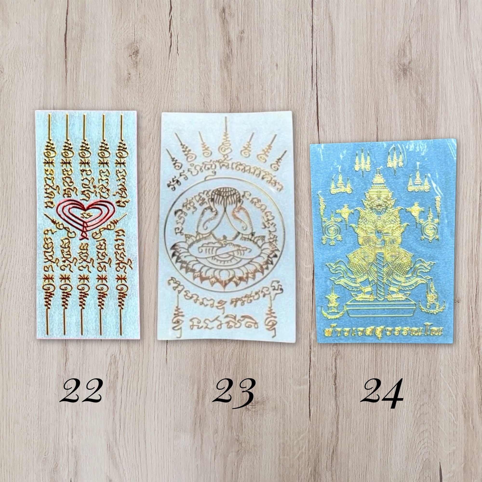 Yant 22 Ha Taew Broken Chest 23 Phra Pid Ta 24 Thao Wessuwan Thai yantra sticker