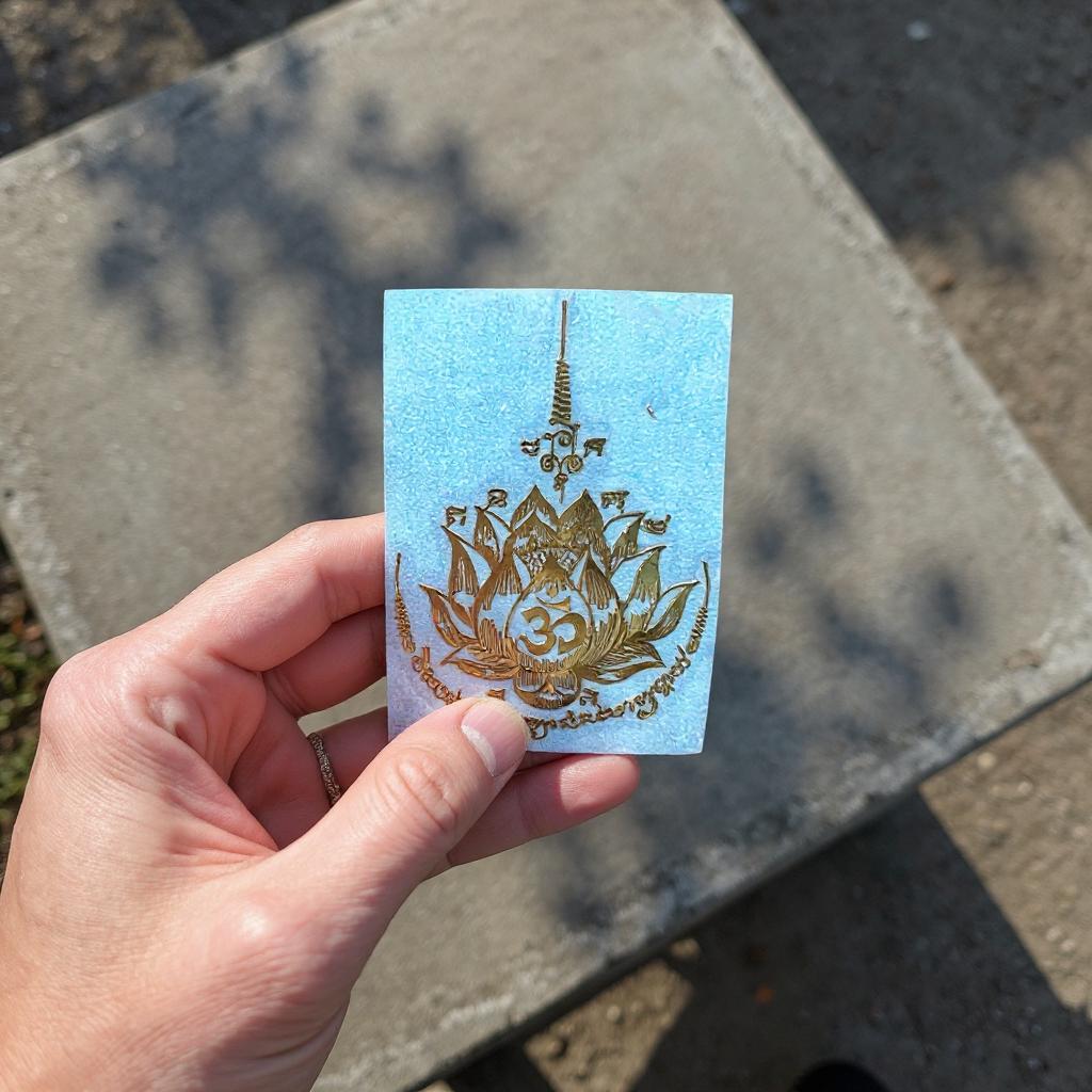 Yant Ha Taew Five Line Yantra gold embossed Thai talisman sticker