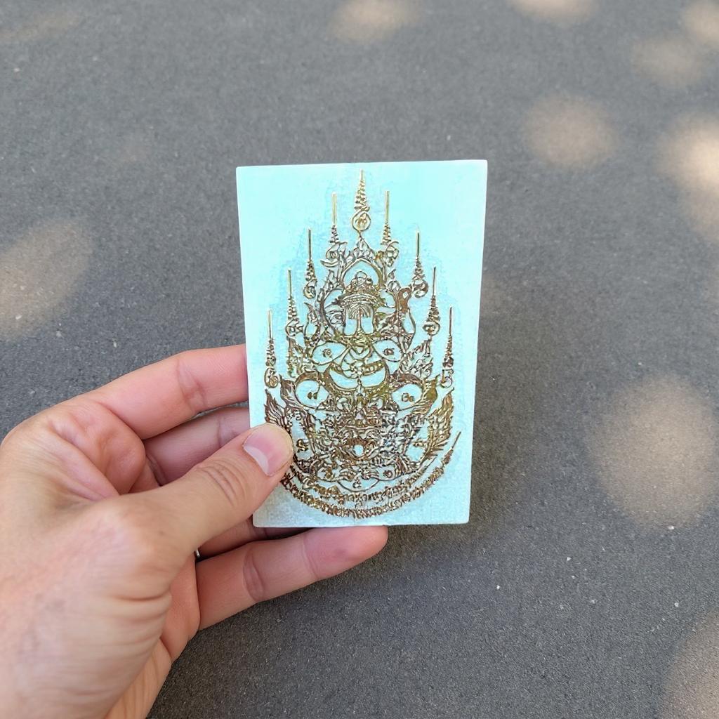 Yant Phra Lak Na Thong Long Yant golden face attraction Thai amulet sticker