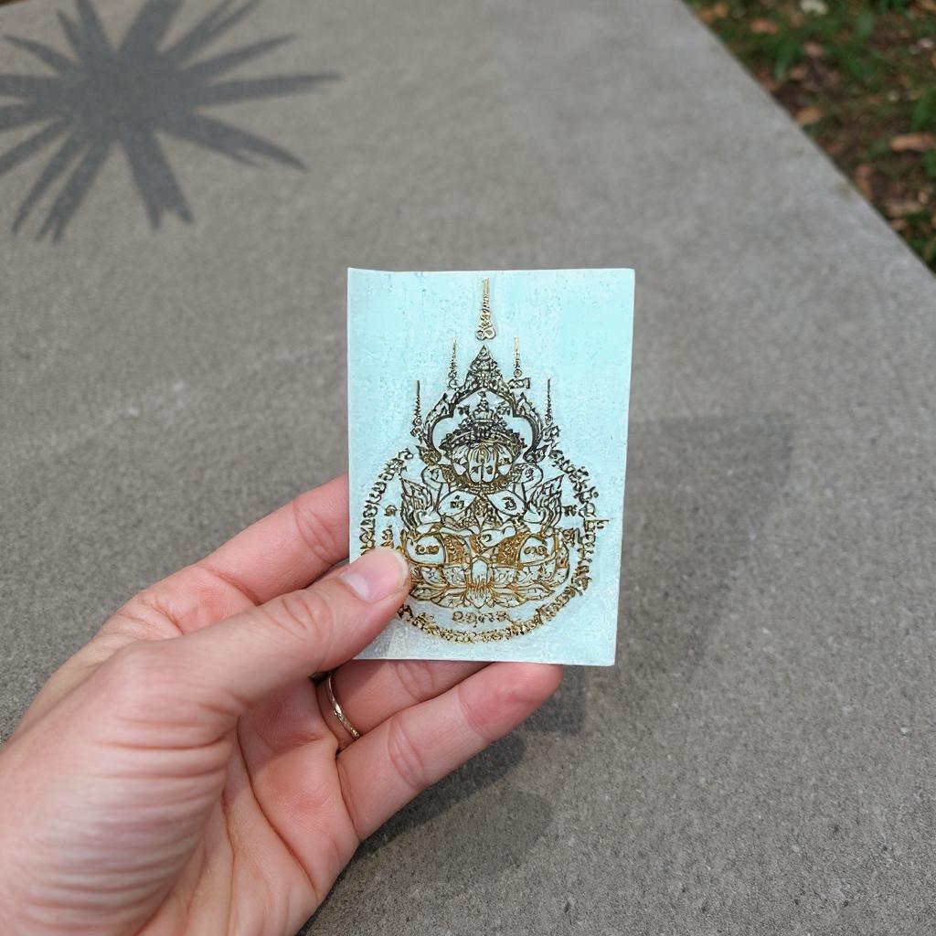 Thai Yantra Amulet Sticker: Gold Embossed Talisman, Waterproof Decal | Set A