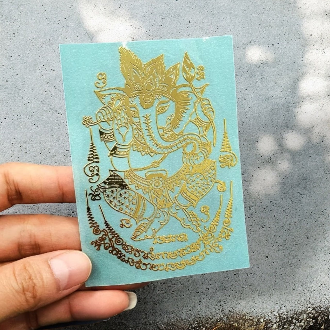 Yant See Hoo Ha Ta Four Ears Five Eyes fortune yantra gold embossed sticker