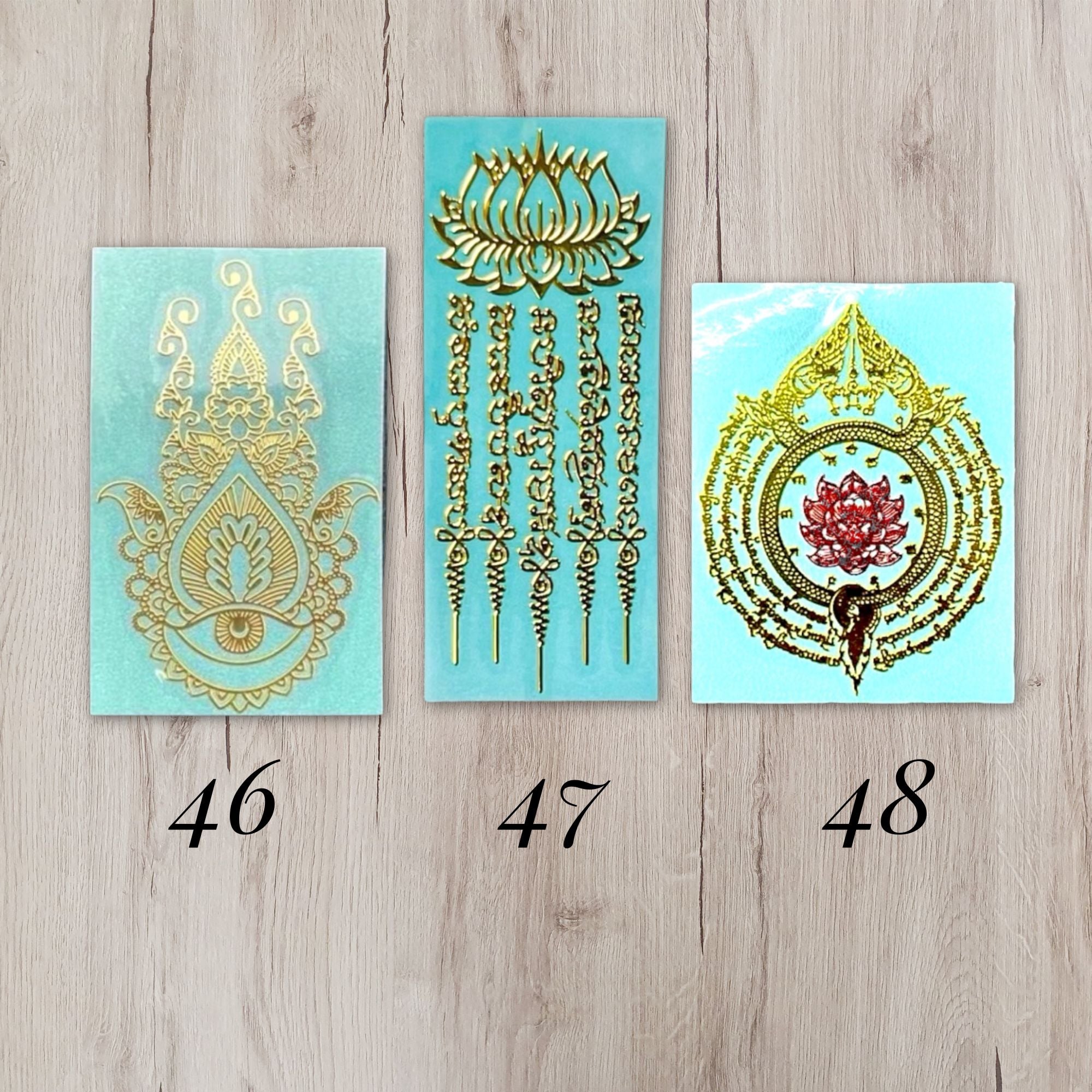 Yant 46 Duang Ta Sawan Celestial Eye 47 Bua Sawan Ha Taew 48 Baramee Net Nakee Naga Eye Thai yantra sticker