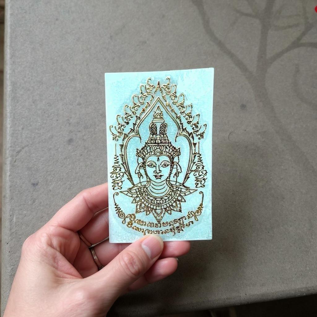 Yant Por Pu Ruesi Hermit master yantra gold embossed Thai talisman sticker