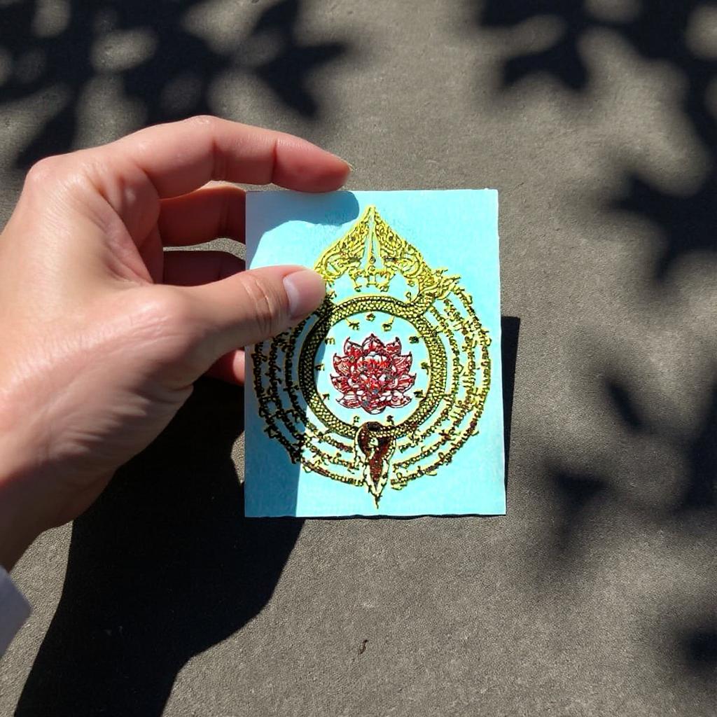 Yant Baramee Net Nakee Naga Eye Charisma circular gold embossed Thai talisman sticker