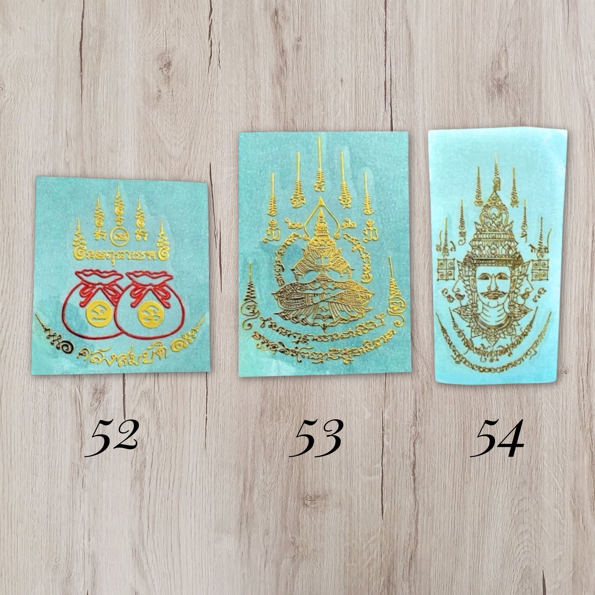 Yant 52 Silver Gold Bags 53 Phra Pid Ta Maha Lap 54 Four-Faced Brahma Thai yantra sticker