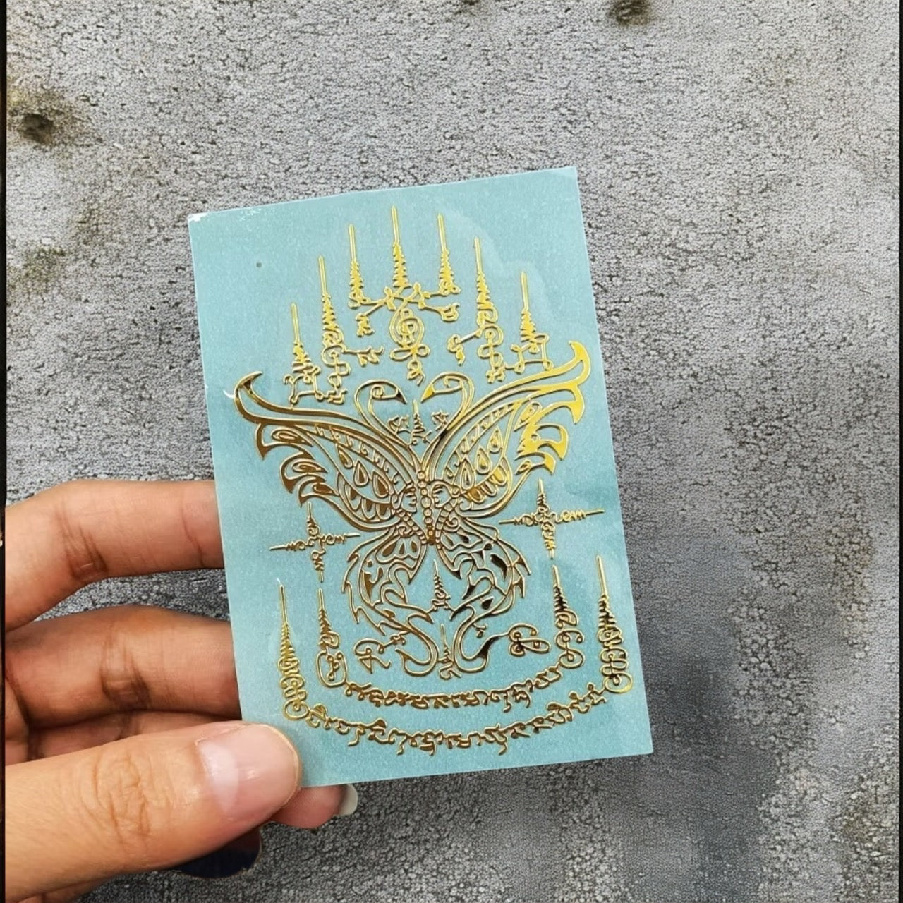 Thai Yantra Amulet Sticker: Gold Embossed Talisman, Waterproof Decal | Set B