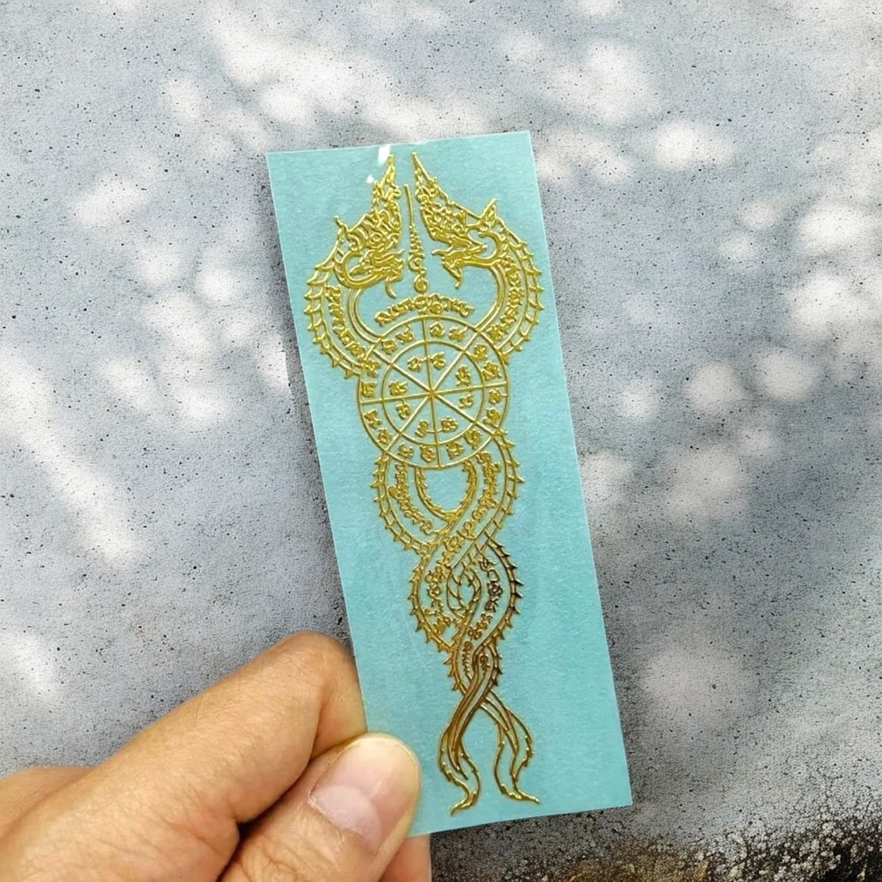 Thai Yantra Amulet Sticker: Gold Embossed Talisman, Waterproof Decal | Set B
