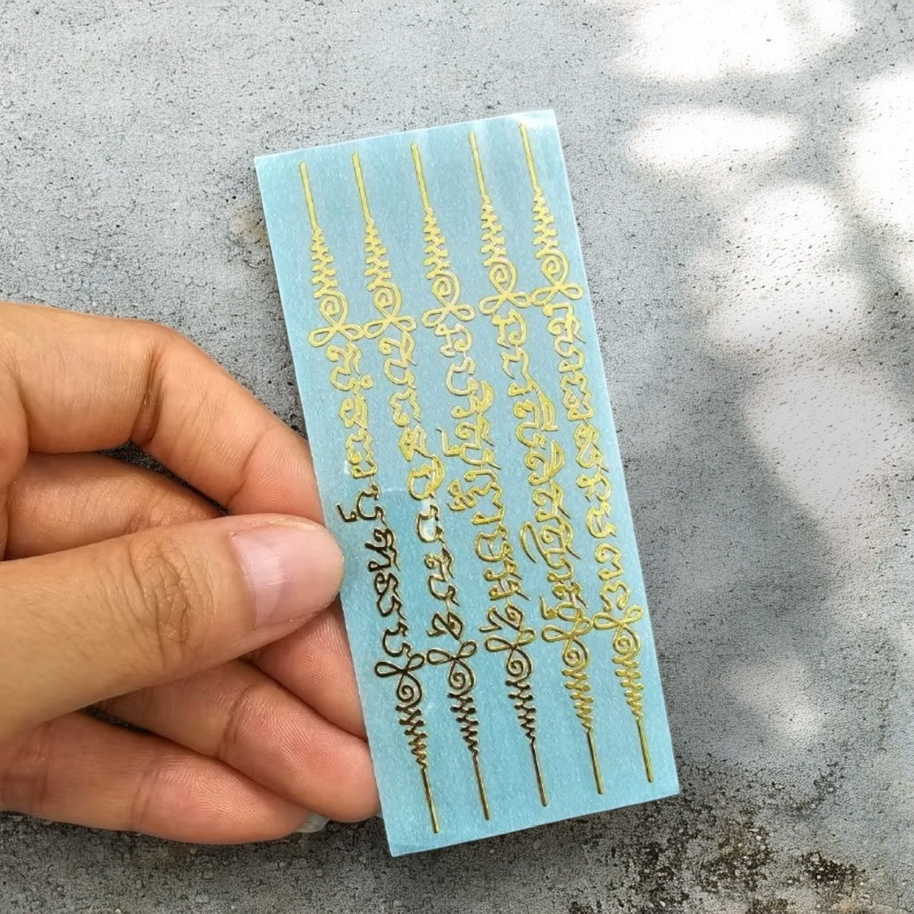 Yant Phra Pikanet Pratarn Porn Ganesha Granting Blessings gold metallic Thai amulet sticker