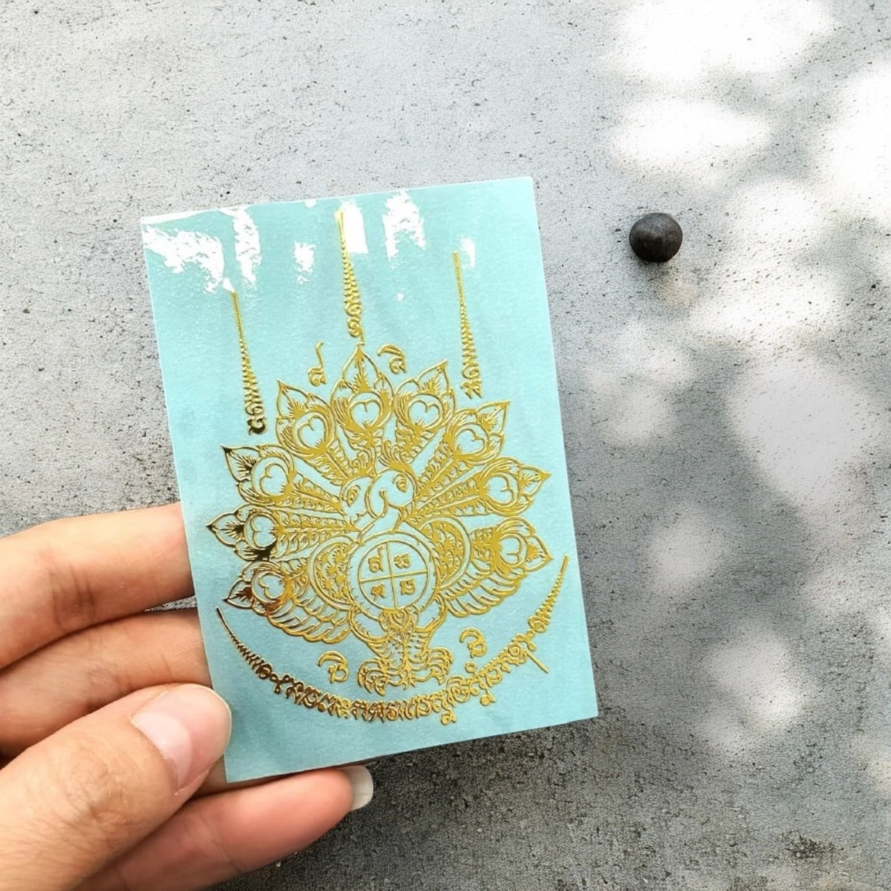 Thai Yantra Amulet Sticker: Gold Embossed Talisman, Waterproof Decal | Set B