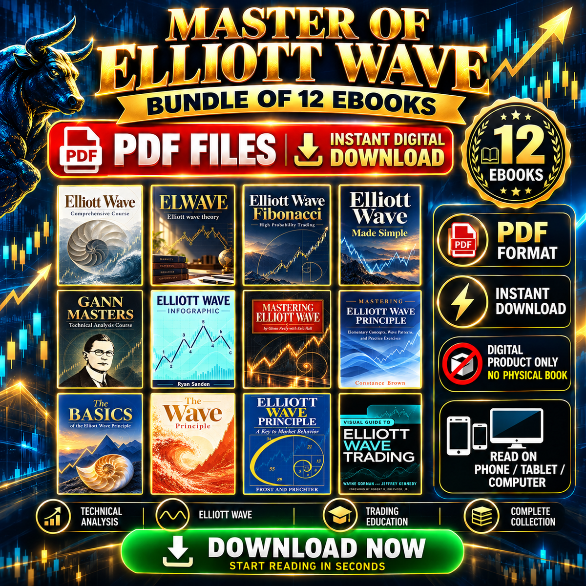 12 PDF Bundle of Mastering of Elliott Wave Set - PDF | the7finds