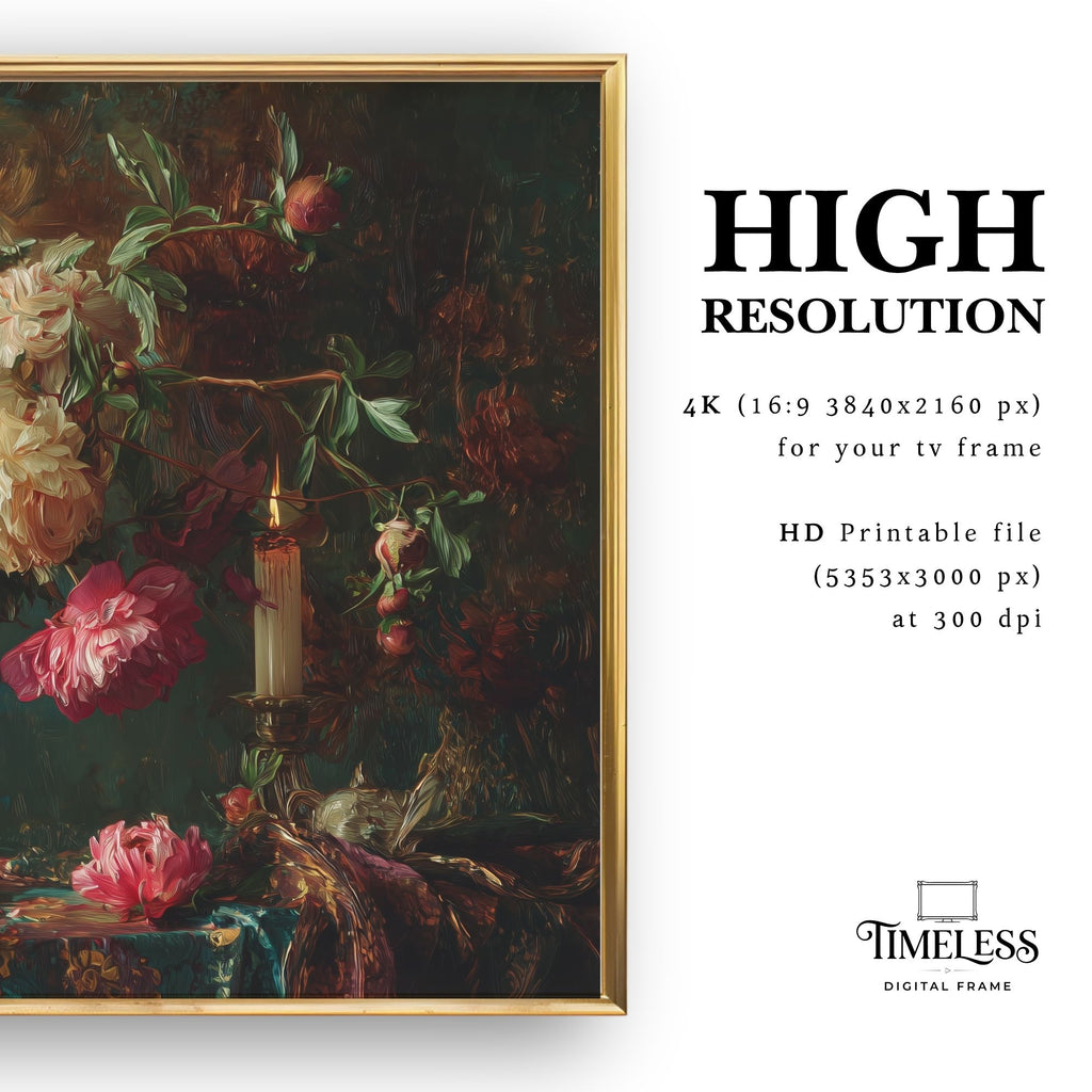 By Candlelight and Peony | Samsung Frame TV Art | Digital Download