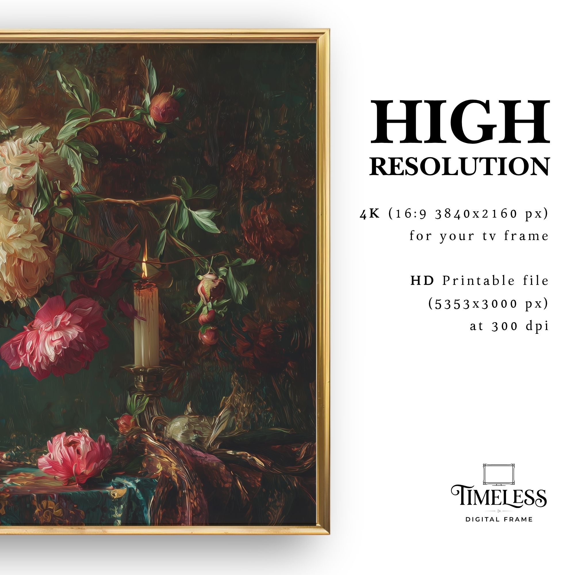 By Candlelight and Peony | Samsung Frame TV Art | Digital Download