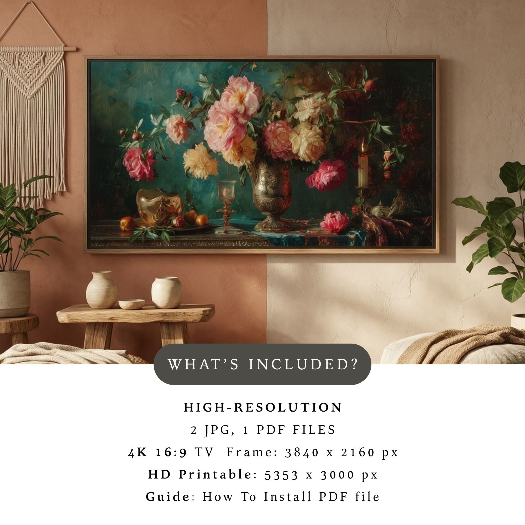 By Candlelight and Peony | Samsung Frame TV Art | Digital Download