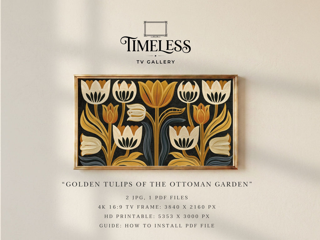 Golden Tulips of the Ottoman Garden #556 | Samsung Frame TV Art | Digital Download
