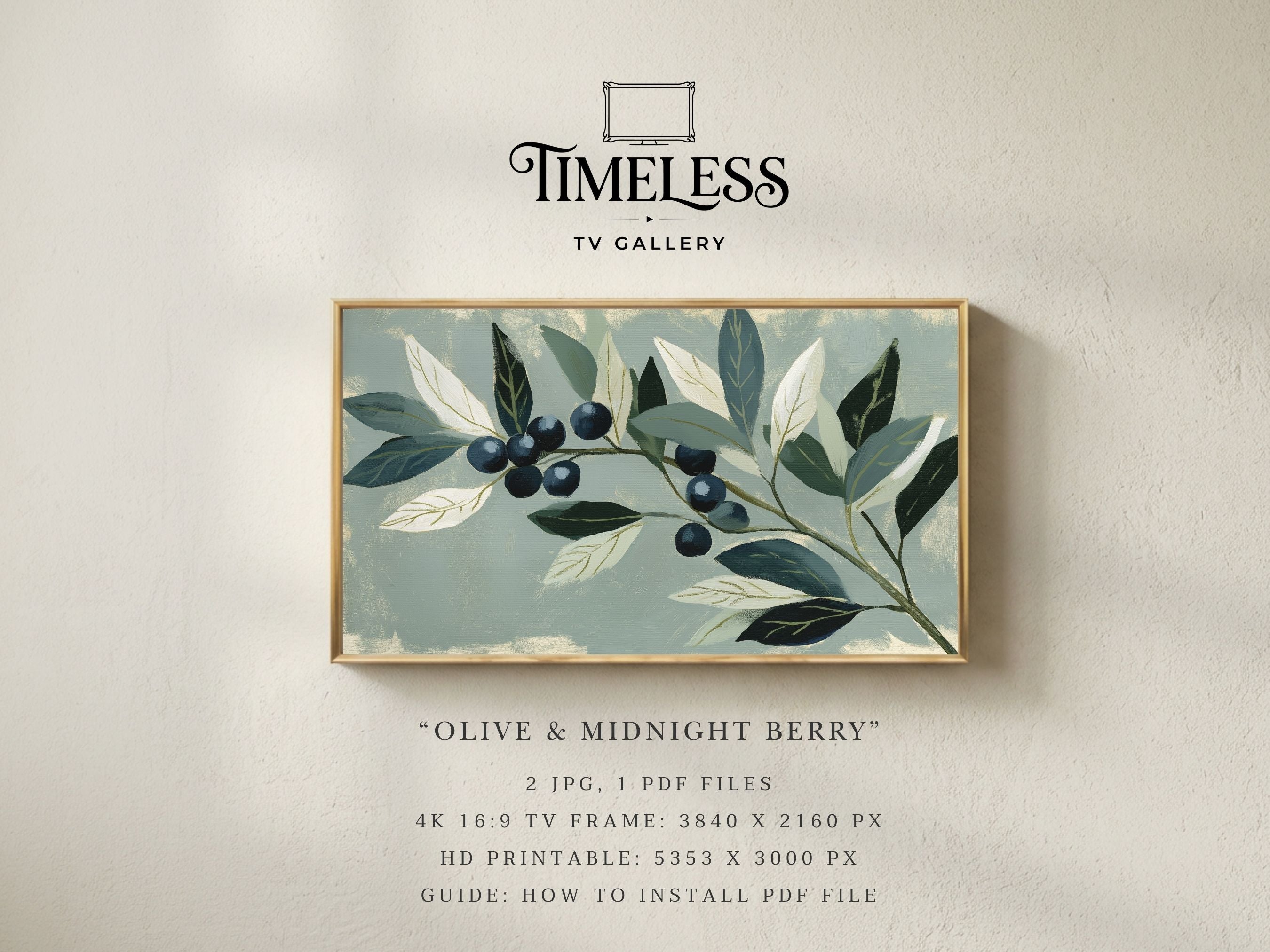 Olive & Midnight Berry | Samsung Frame TV Art | Digital Download