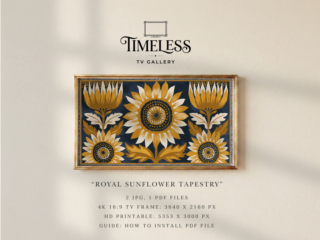 Royal Sunflower Tapestry #557 | Samsung Frame TV Art | Digital Download