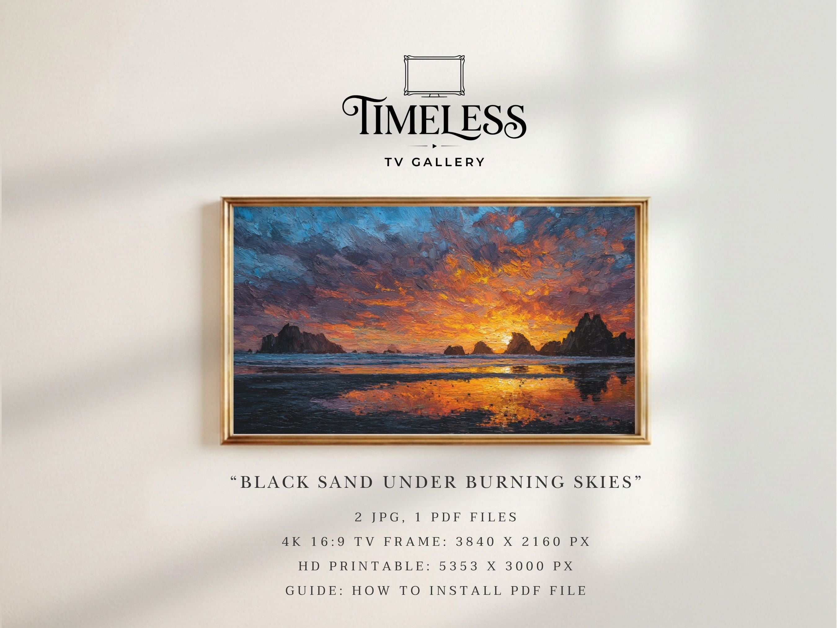 Black Sand Under Burning Skies #189 | Samsung Frame TV Art | Digital Download