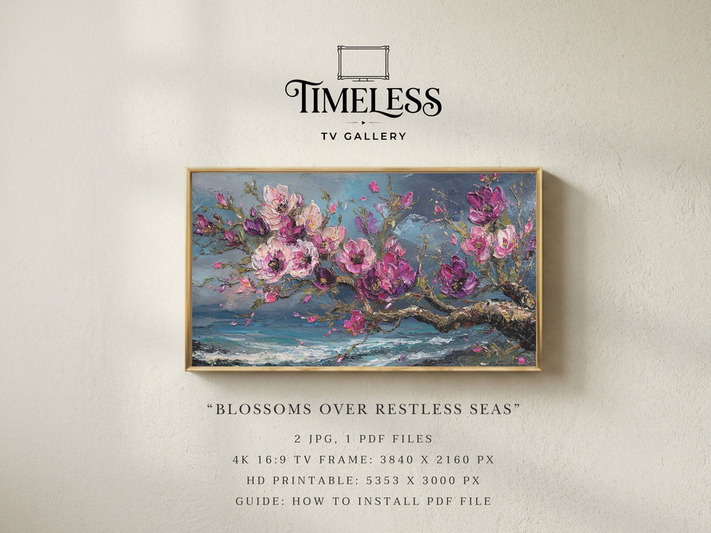 Blossoms Over Restless Seas #342 | Samsung Frame TV Art | Digital Download