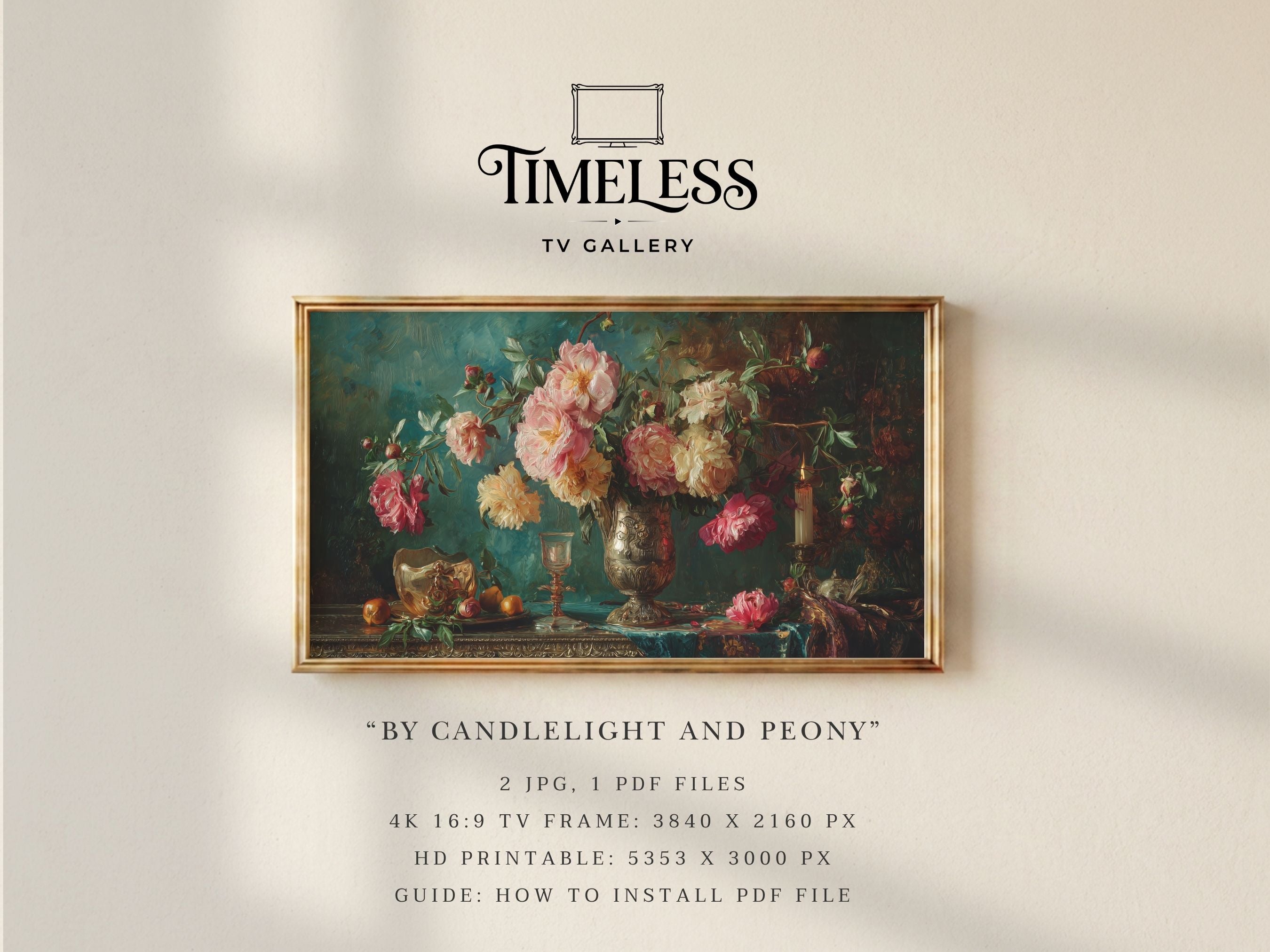 By Candlelight and Peony | Samsung Frame TV Art | Digital Download