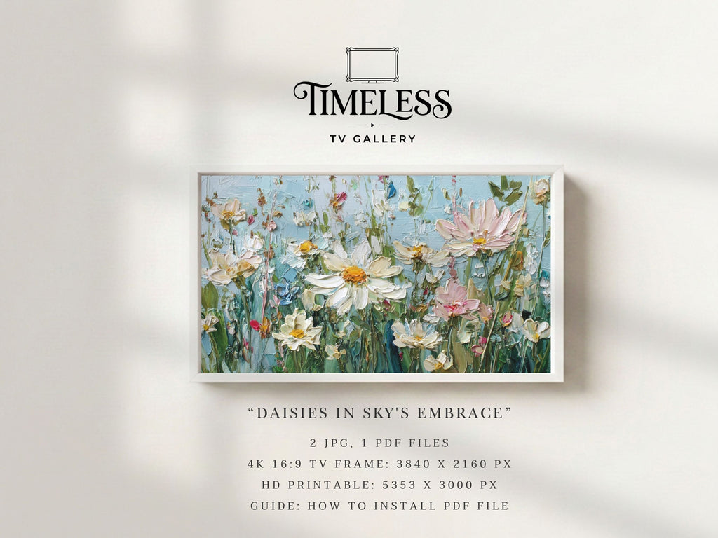 Daisies in Sky's Embrace #14 | Samsung Frame TV Art | Digital Download
