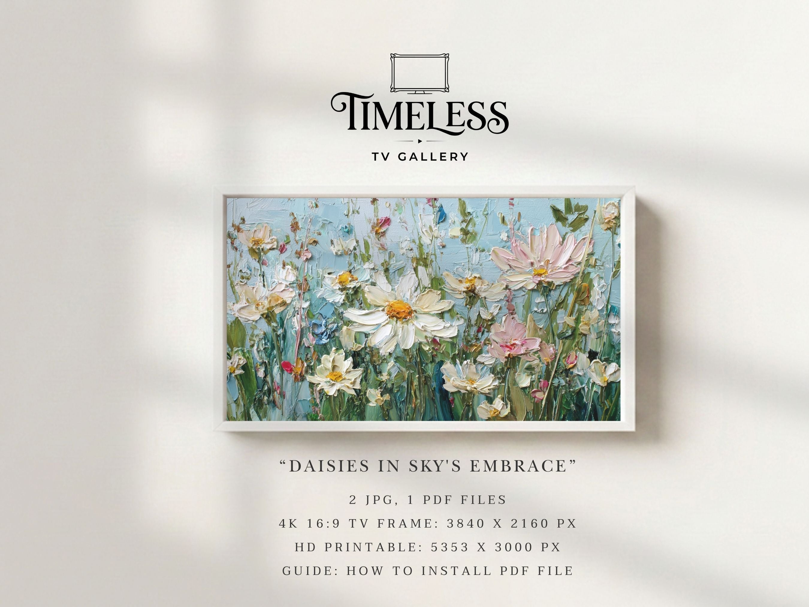 Daisies in Sky's Embrace #14 | Samsung Frame TV Art | Digital Download