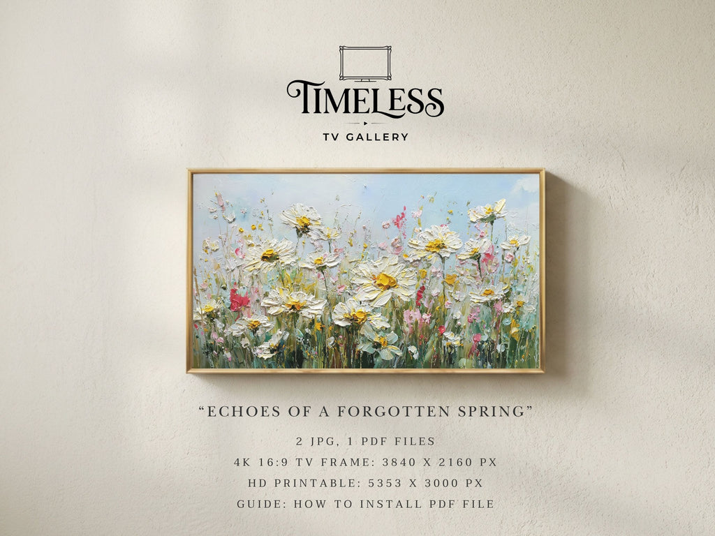Echoes of a Forgotten Spring #19 | Soft Pastel Meadow TV Frame Art | TV frame art