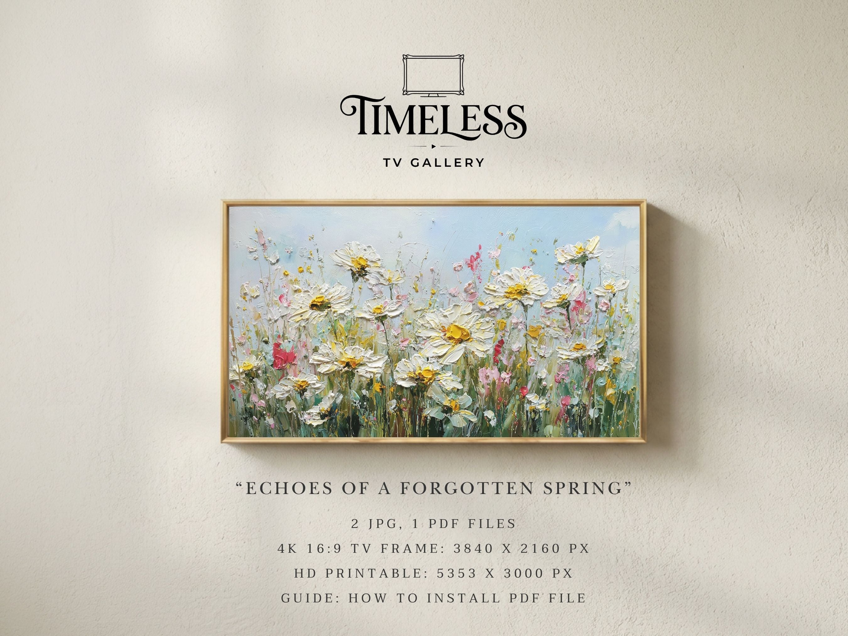 Echoes of a Forgotten Spring #19 | Soft Pastel Meadow TV Frame Art | TV frame art