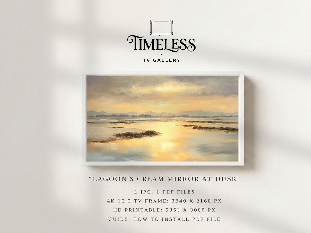 Lagoon's Cream Mirror at Dusk #197 | Samsung Frame TV Art | Digital Download