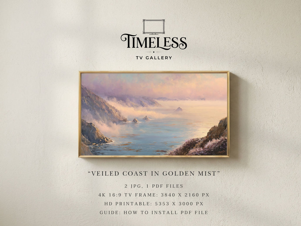Veiled Coast in Golden Mist #200 | Samsung Frame TV Art | Digital Download