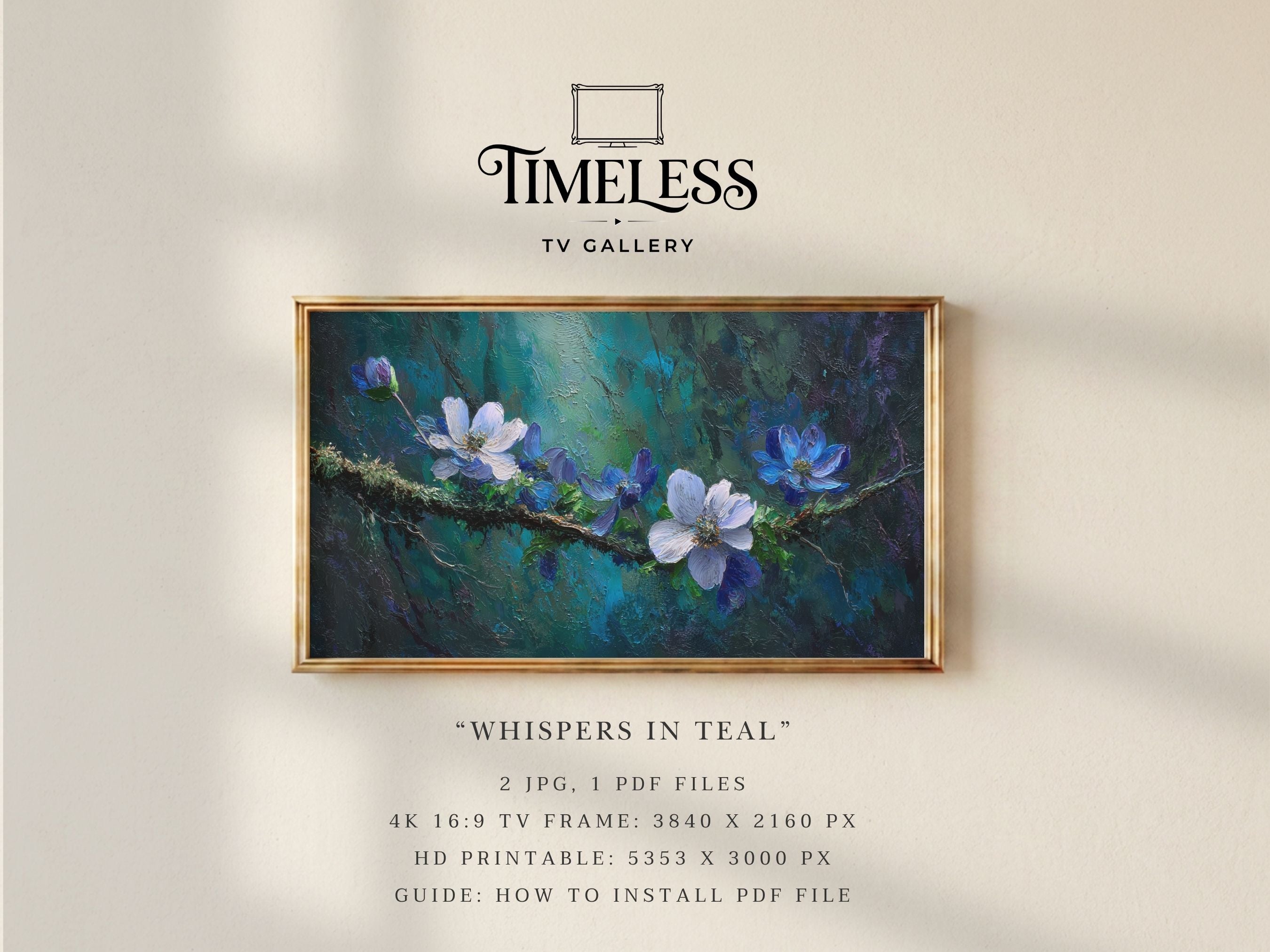 Whispers in Teal #336 | Samsung Frame TV Art | Digital Download