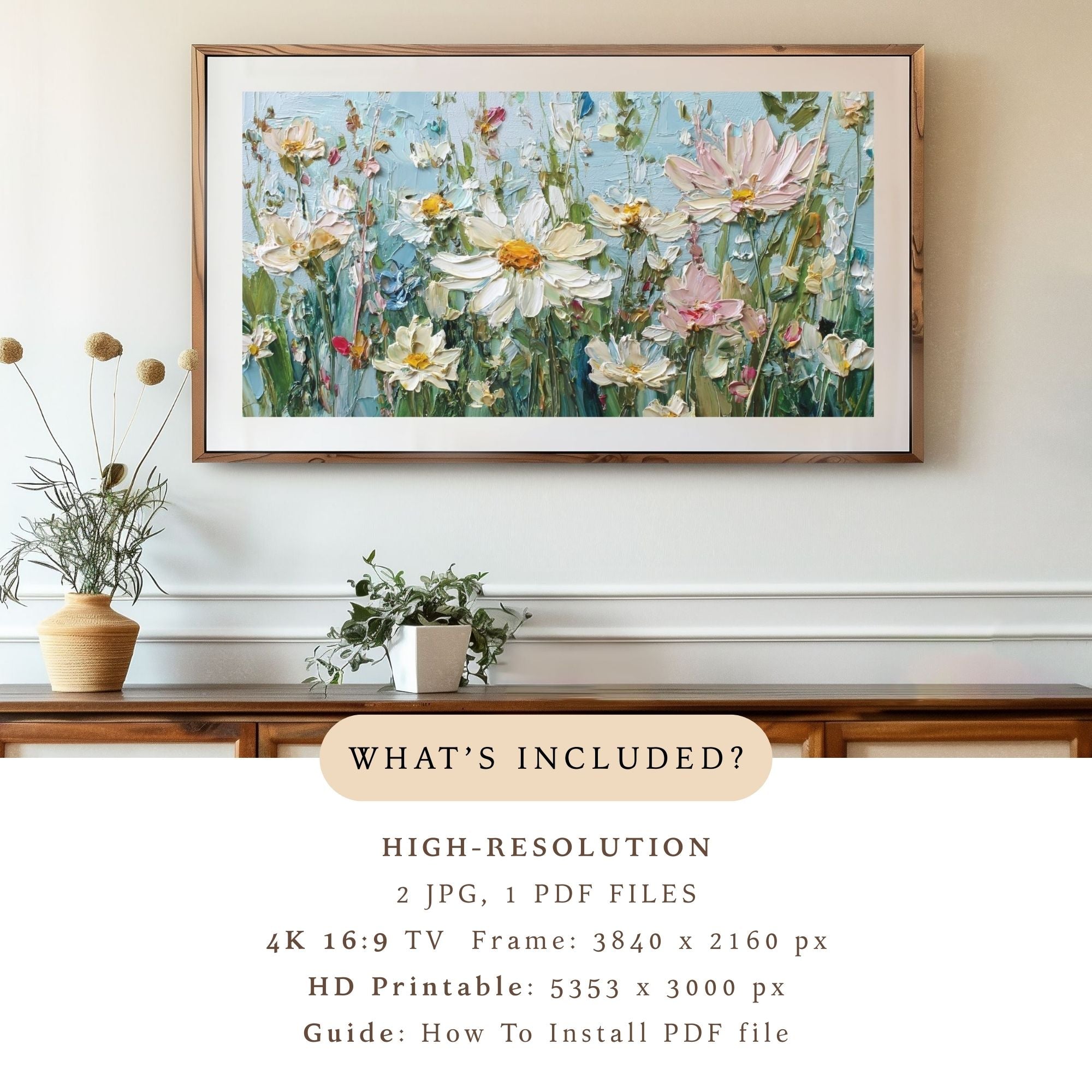 Daisies in Sky's Embrace #14 | Samsung Frame TV Art | Digital Download