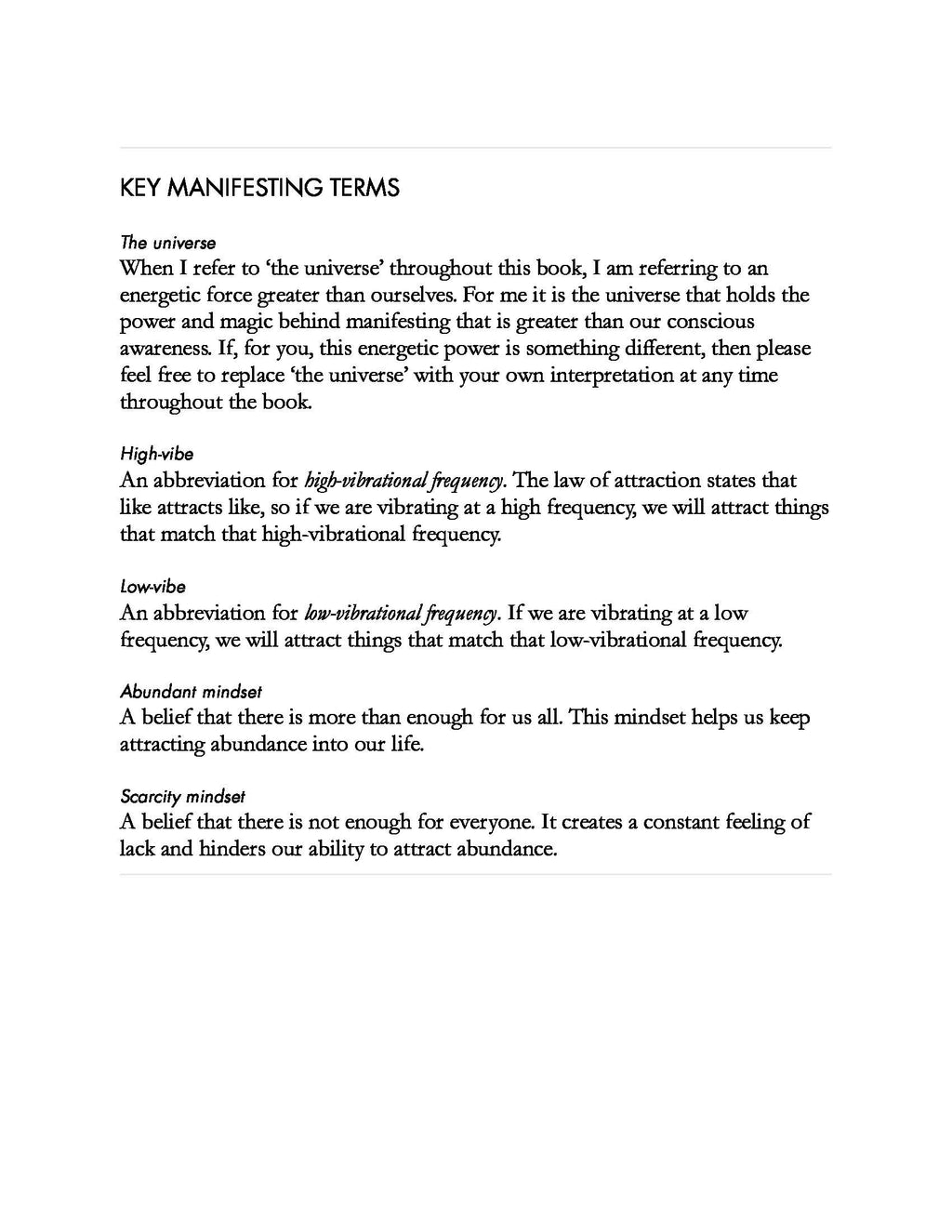 Manifestation Deep Dive PDF — contents page