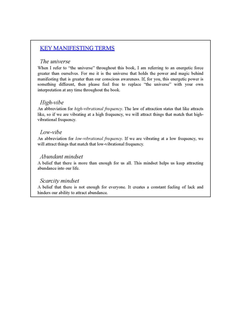 Manifestation in Action interior page