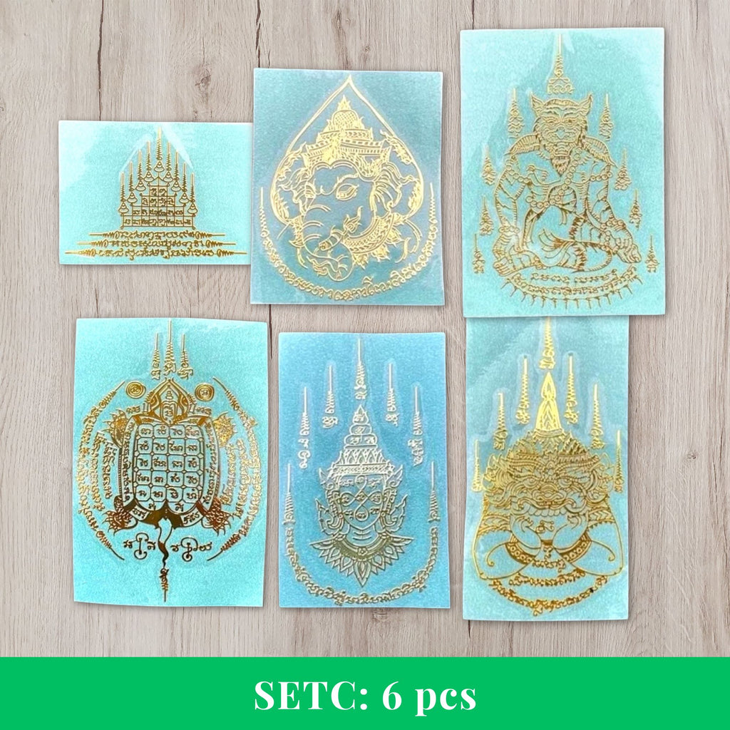 Thai Yantra Amulet Sticker Set C - all 6 pieces
