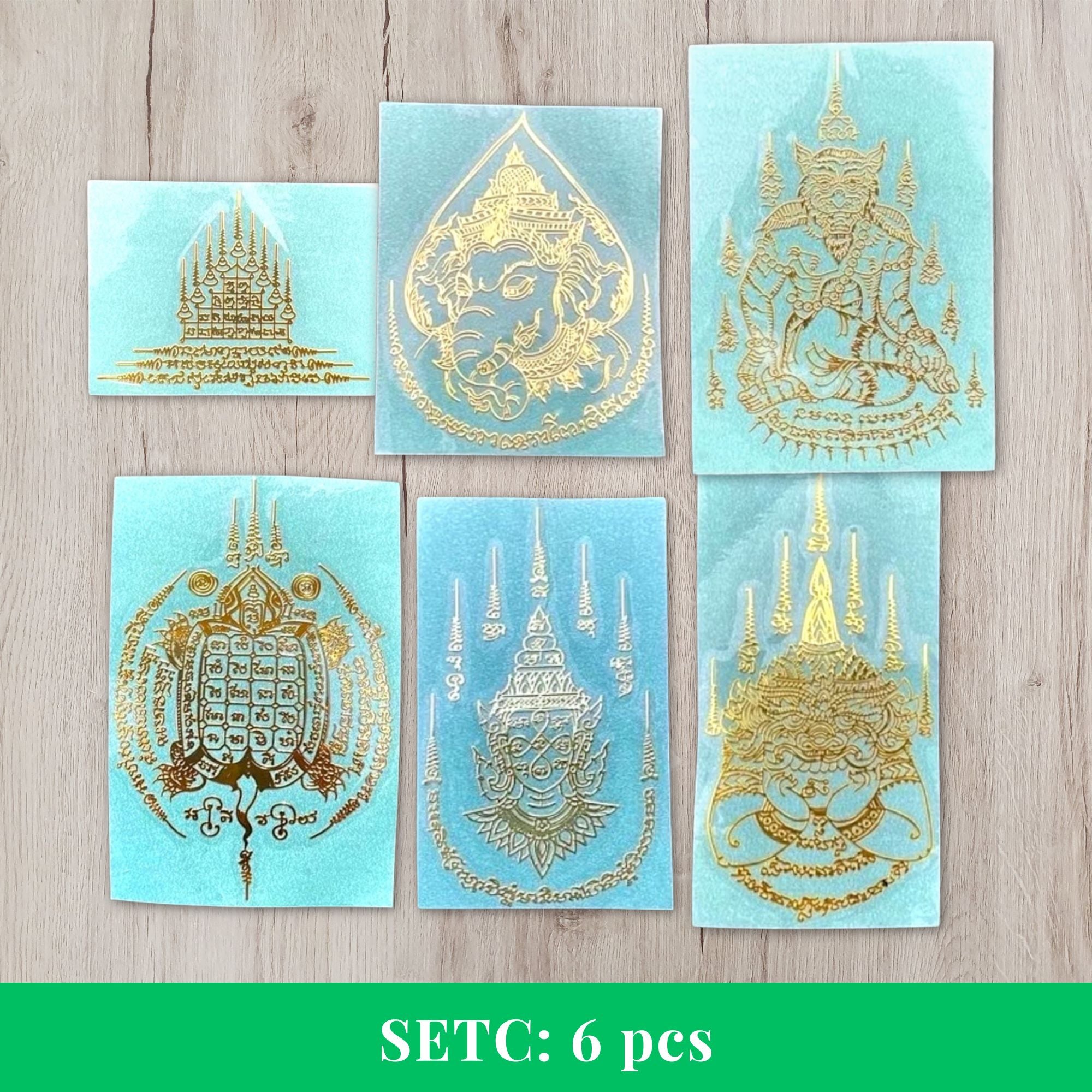 Thai Yantra Amulet Sticker Set C - all 6 pieces